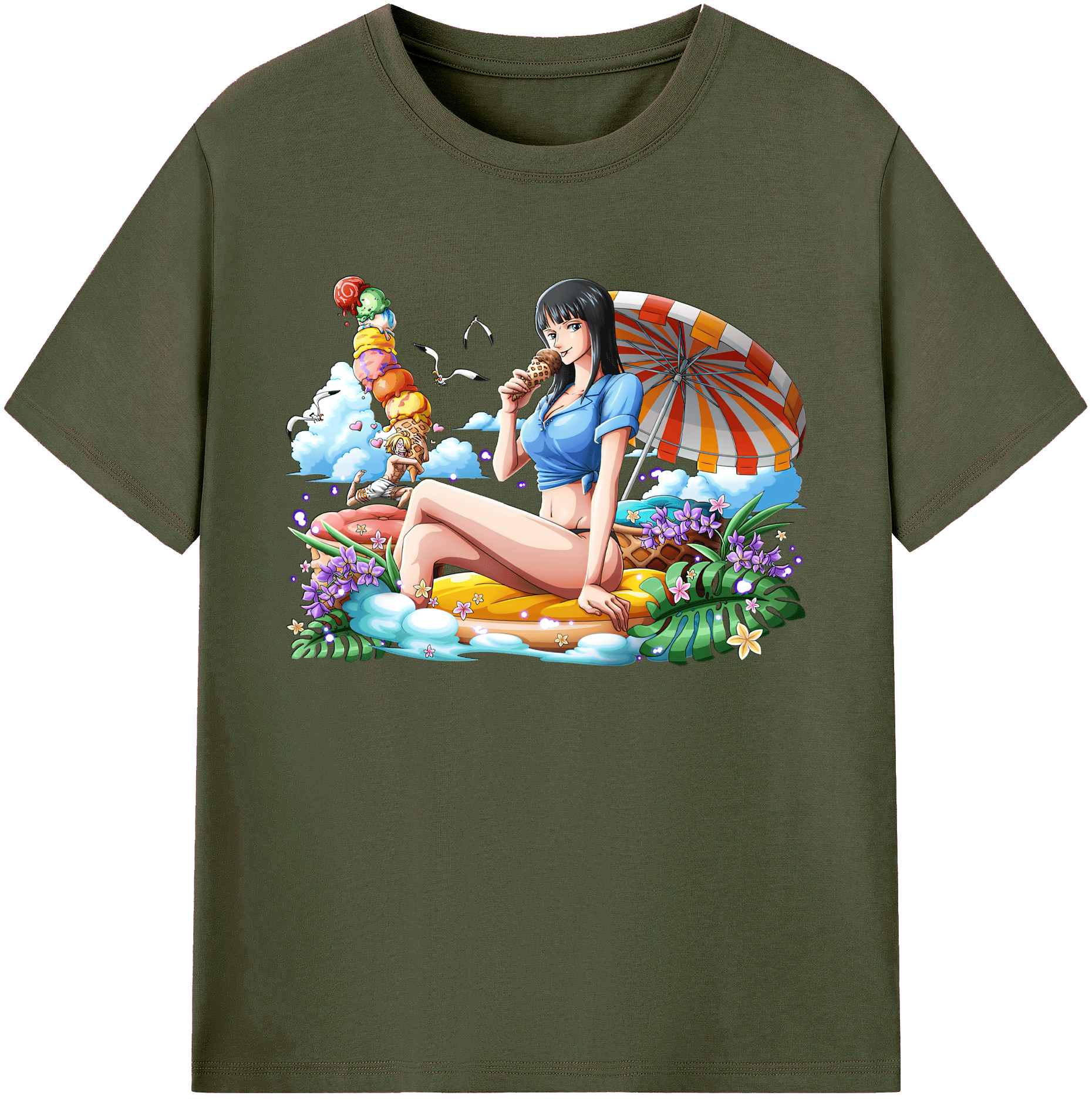 ワンピース ニコ・ロビン ONE PIECE Nico Robin 綿100％ メンズ半袖Tシャツ｜肌触りやわらか＆通気性
